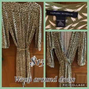 Green and Cream wrap around dress